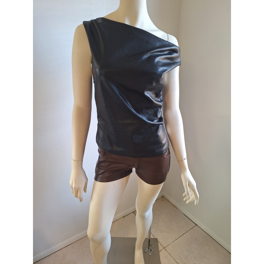 Project Rebel Womens Faux Leather Mini Shorts Brown‎ Size XS NWT